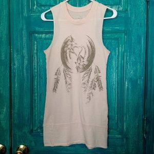 Free People WE THE FREE Tank Top Tunic Body-con Mini Dress Sz XS Color Beige